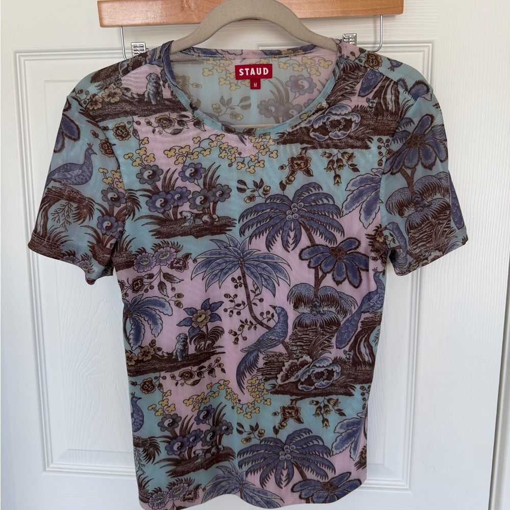 STAUD Multicolor Tropical Print Tee